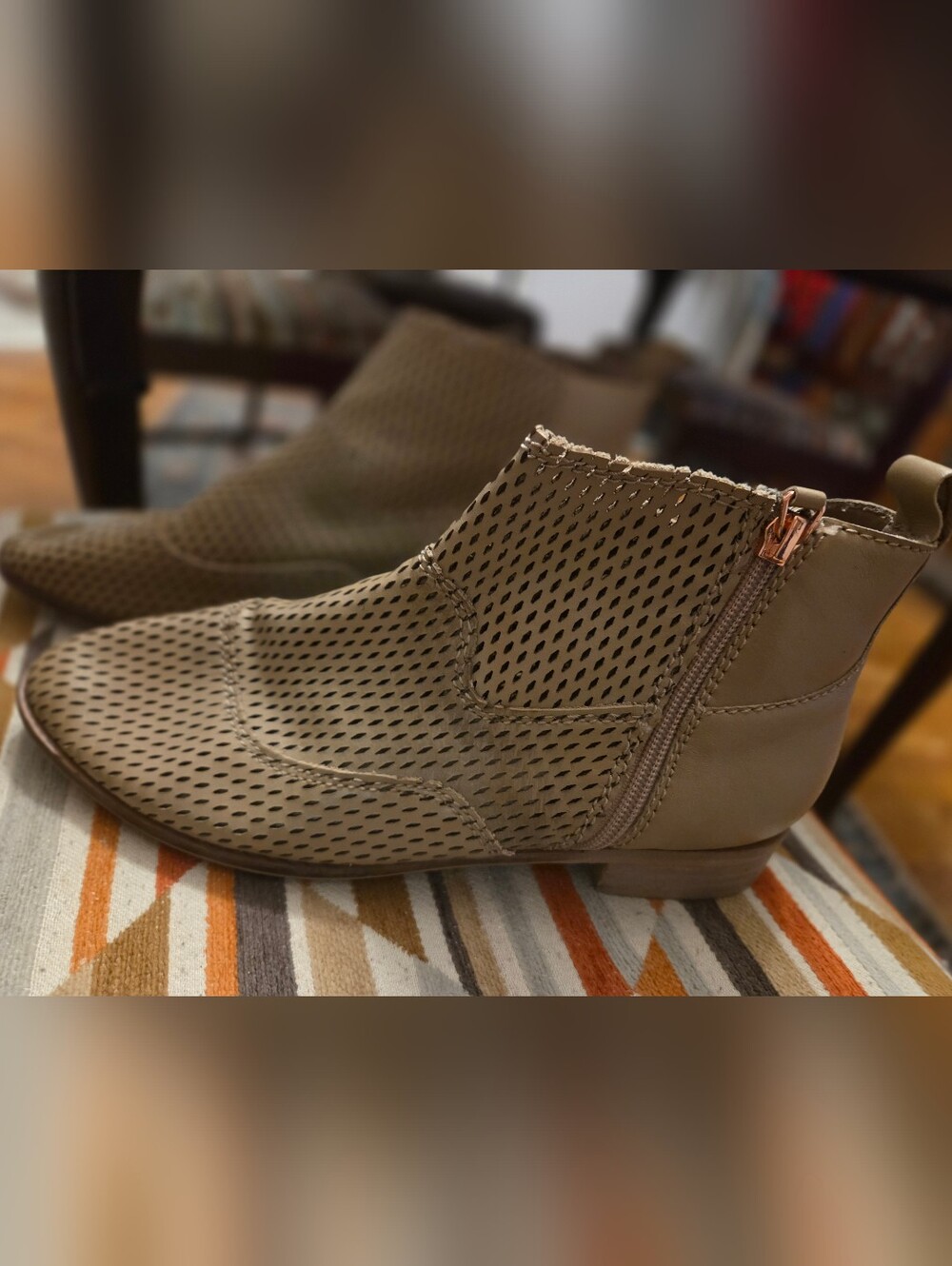 Kelsi Dagger Perforated Tan Ankle Boots